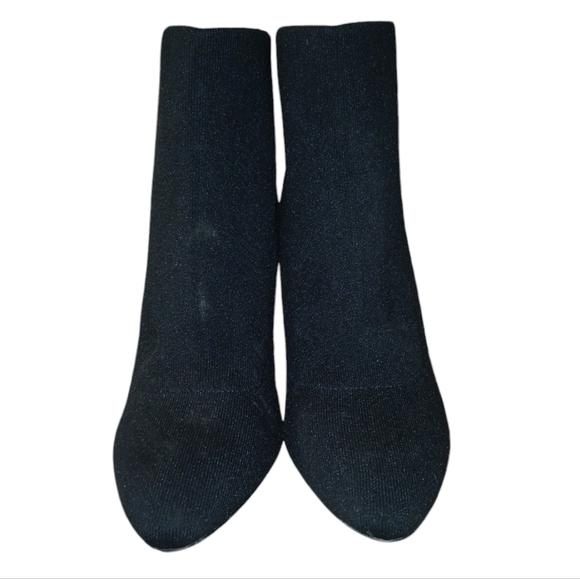 BCBG Black Sock Boot Silver Flared Heels size 9.5 - Picture 4 of 11